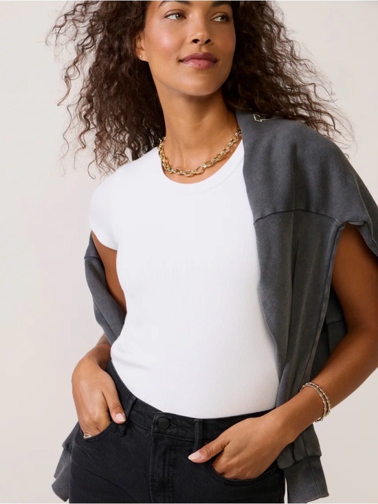 LNA Tops - LNA White Ribbed Crewneck Harrison T-shirt